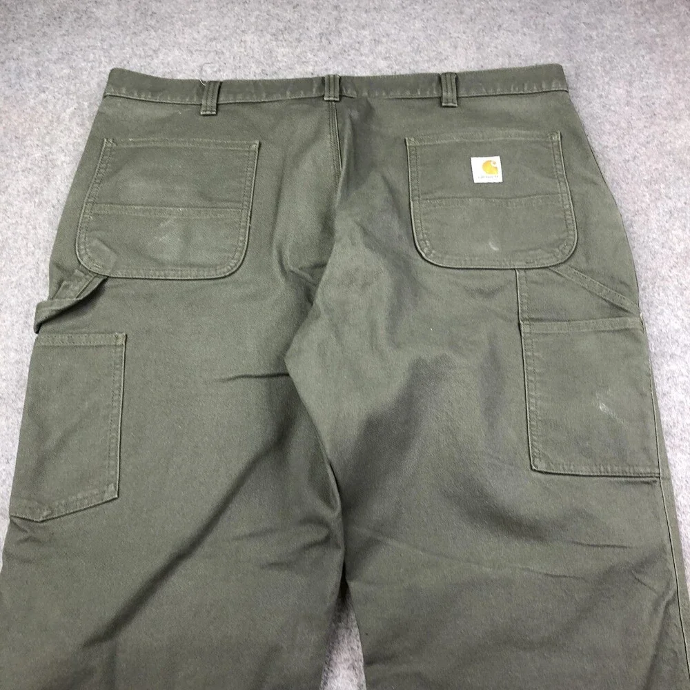 Carhartt Pants Mens 40x32 Green Canvas Carpenter Relaxed Straight Workwear